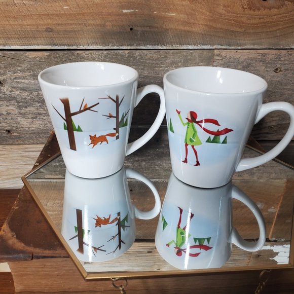 Set of Two Designpac Coffee Mugs - Girl and Fox - Winter Scene - Hot Cocoa - Picture 6 of 6